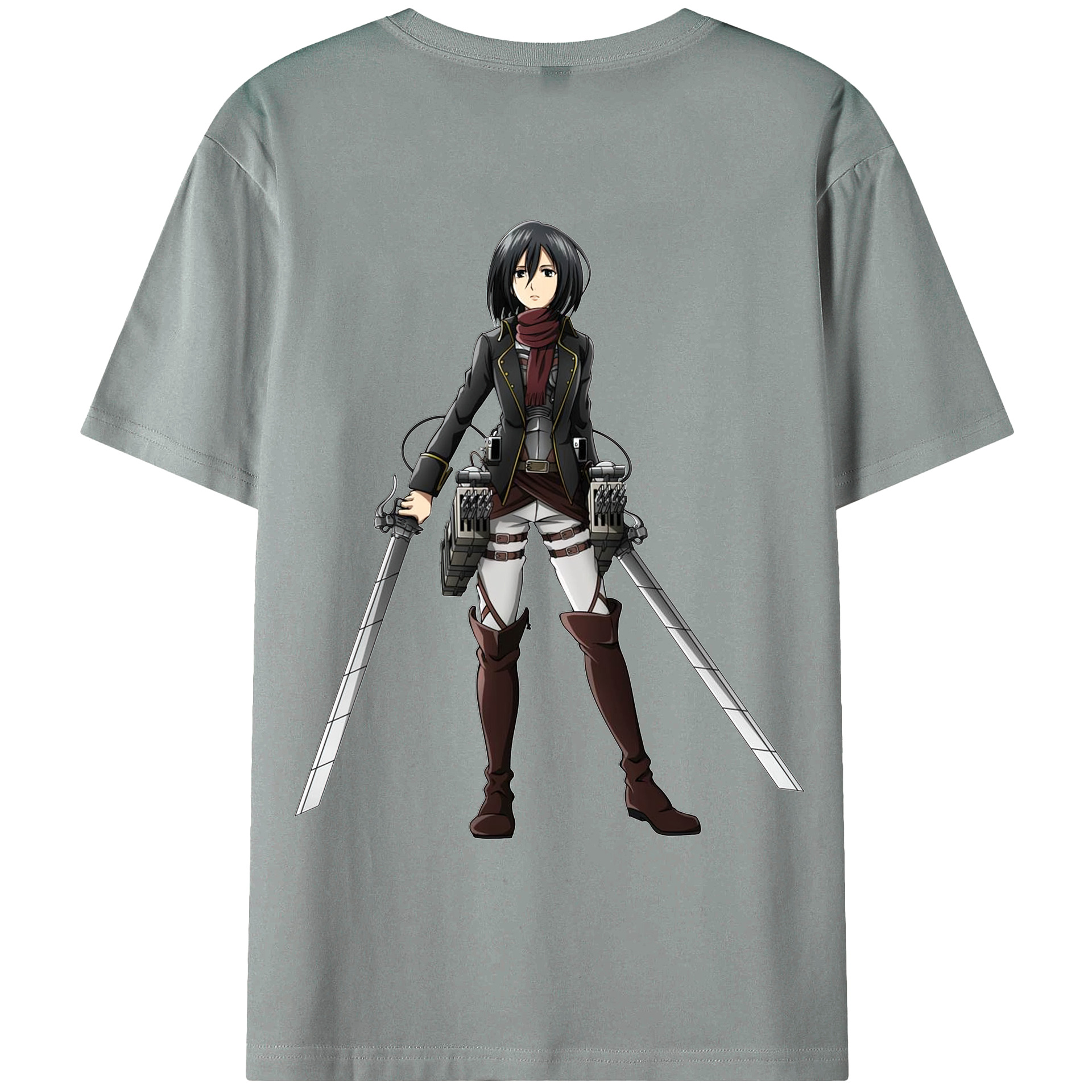 （画像用） 進撃の巨人 ミカサ·アッカーマン Attack on Titan Mikasa Ackerman 綿100％ メンズ半袖Tシャツ（バックプリント） 通気性